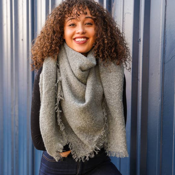 Leto Accessories - Wholesale Scarf - Women's - Cozy Faux Mohair Open Work Square Blanket Scarf ❄️5