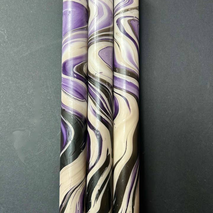 The Colour Emporium - Wholesale Tapered Candle/Candlestick - VAMPIRE MARBLE TRIO1