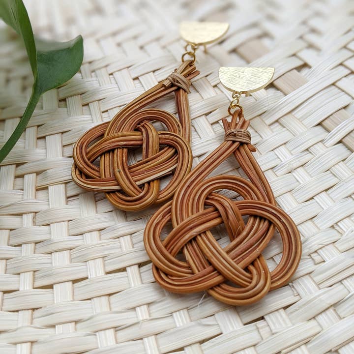 Dynamo - Venta al por mayor Pendientes colgantes - Pendientes de mimbre Joyas de ratán Boho Verano Pendientes