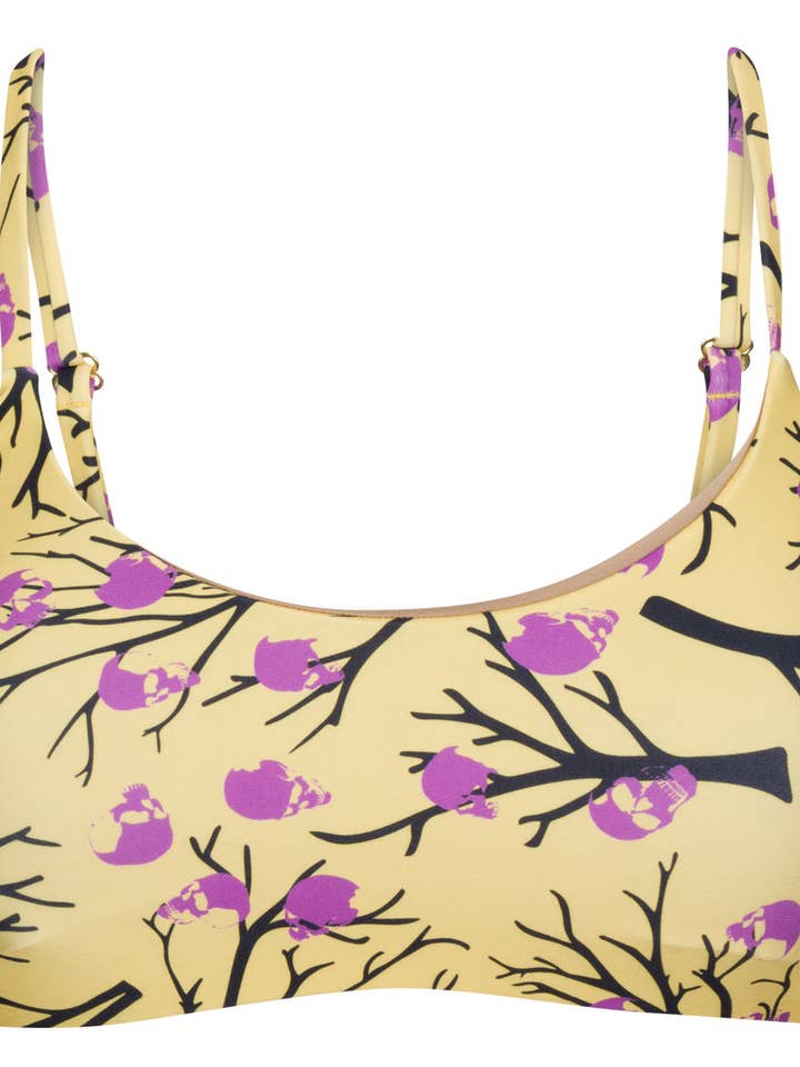 DEAD OAK MUSTARD & PURPLE FRENCH BIKINI TOP for wholesale by Reigning Fury