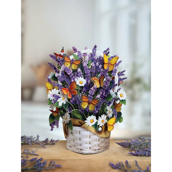 FreshCut Paper LLC - Wholesale Everyday Greeting Card - Lavender & Butterflies (8 Pop-up Greeting Cards)2
