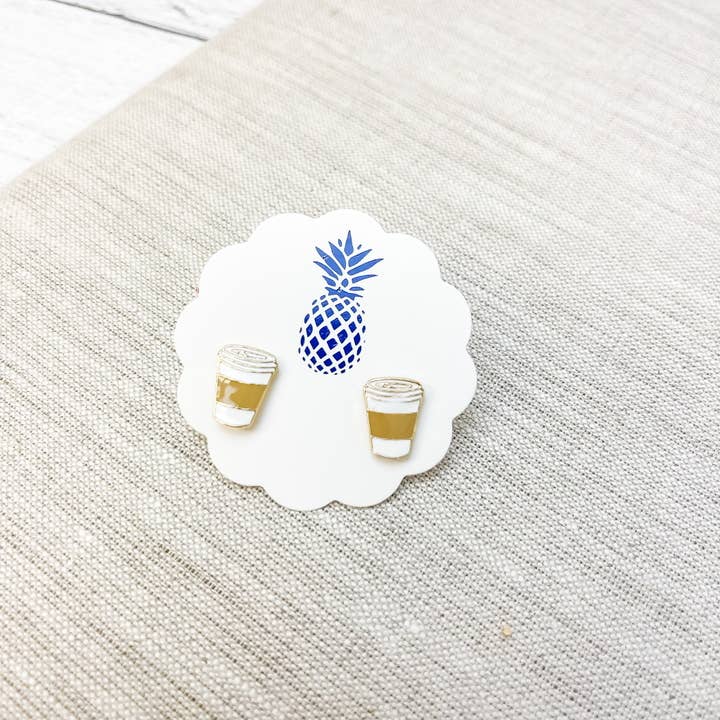 Prep Obsessed Wholesale - Wholesale Stud/Post Earrings - Coffee Cup Enamel Stud Earrings