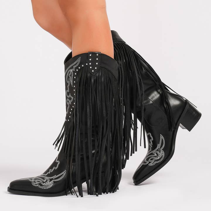 U R My Sunshine - Wholesale Cowboy Boots - Women's - 25153 Women Fringe Cowboy Boots Western Tassel Mid Calf2