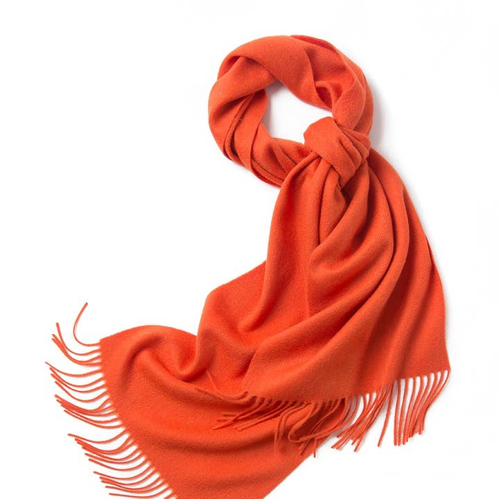 Lenço de lã de cordeiro tecido laranja liso por atacado de Hommard
