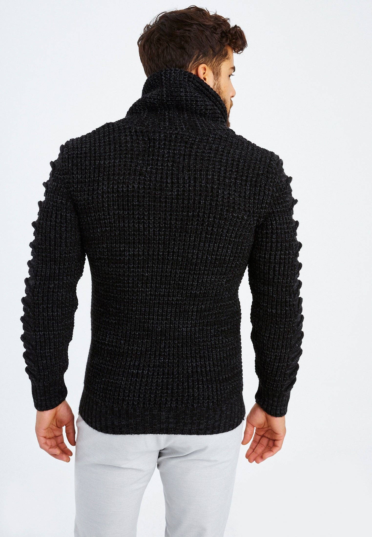 Leif Nelson GmbH - Wholesale Knit Sweater - Men's - Men's Knit Sweater Chunky Knit Shawl Collar LN-557549