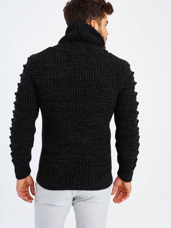 Leif Nelson GmbH - Wholesale Knit Sweater - Men's - Men's Knit Sweater Chunky Knit Shawl Collar LN-557549