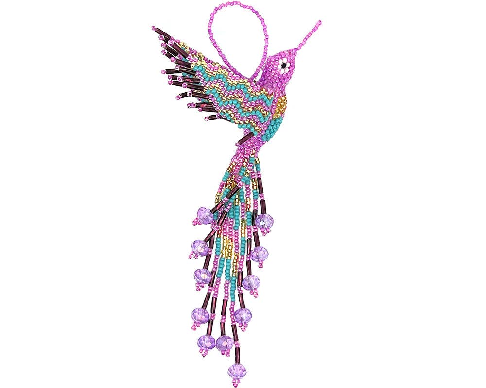 Pichincha - Wholesale Ornament - Beaded Hummingbird Figurine Seed Bead Fringe Dangle Ornament7