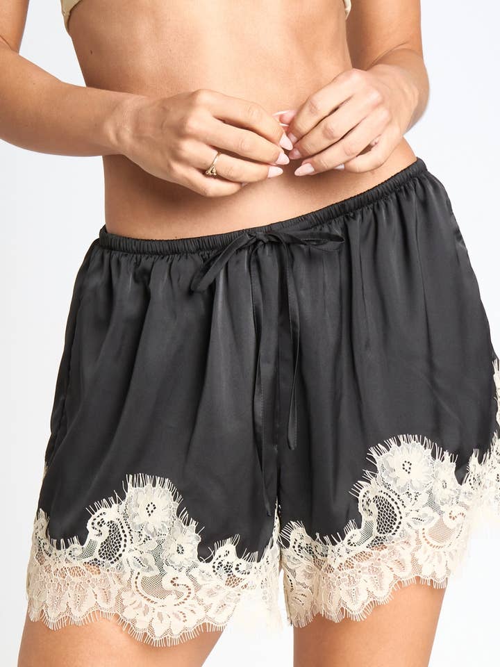 DRAWSTRING LACE TRIM SHORTS for wholesale by Sans Souci