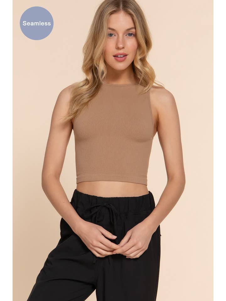 Active Basic | Active USA - Wholesale Tank top – Women′s - Boat Neck Crop Seamless Rib Tank Top6