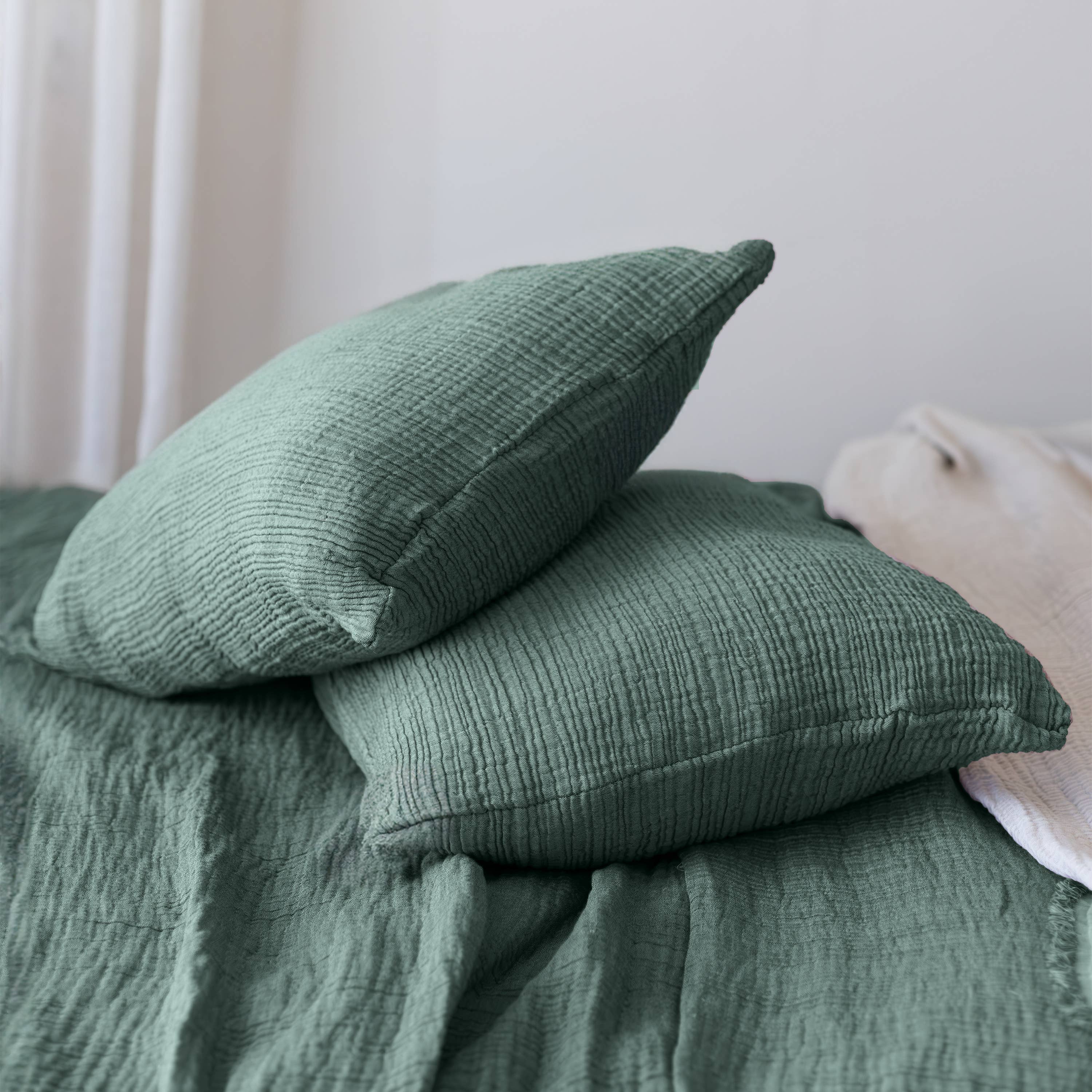 Vivamaison - Vente Plaids - Couvre-lit en mousseline frangé 100 % coton doux, 4 couches premium138