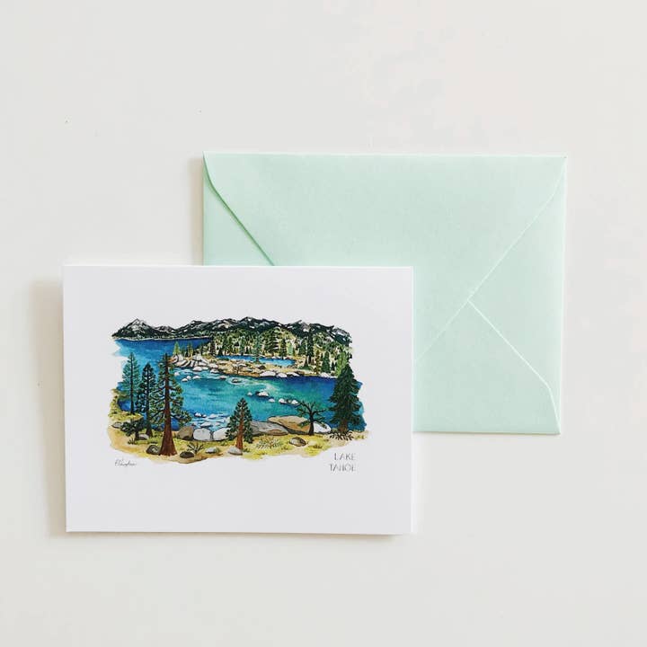 Lake Tahoe wenskaart voor wholesale door Erin Vaughan Illustration