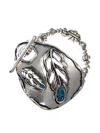 0011 PREMIERE - Venta al por mayor Pulsera de cuentas - Pulsera elástica y con forma de palanca FR3494 con cuentas de plumas brillantes1