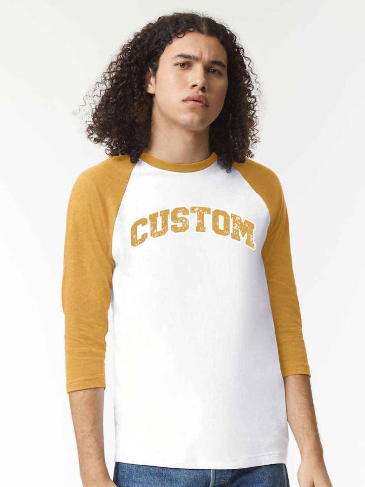 One Nine - Wholesale T-shirt – Unisex - Custom Text/Logo 3/4 Sleeve Raglan Baseball Unisex T-Shirt4