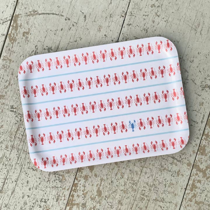Independent Puppy - Wholesale Serving Tray - Lobsters Galore Wooden Tray | 11 x 8"