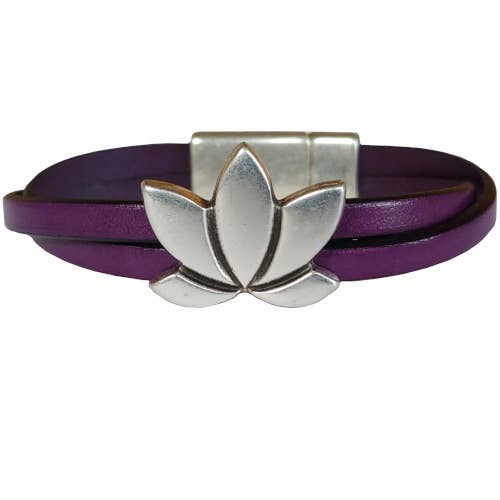 The Essence of Silver - Vente Bracelet jonc - Bracelet Femme en Cuir Lotus5