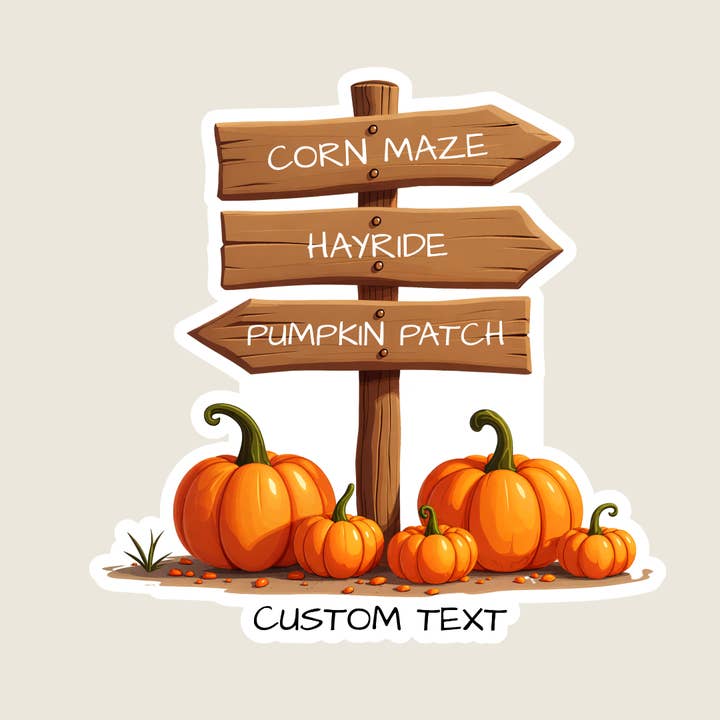 Rustik höst-majslabyrint och pumpaplats riktningsskylt anpassad klistermärke för wholesale av Shoreline Summit