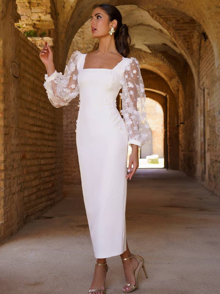 Anna Moon - Wholesale Dress - Women's - Dress with puffed tulle sleeves4