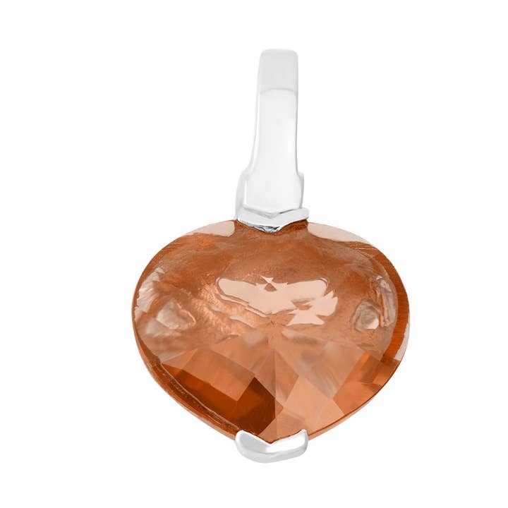 Breloque en argent sterling avec zircone cubique ambre en forme de cœur pour la vente par Luxe on Main LLC