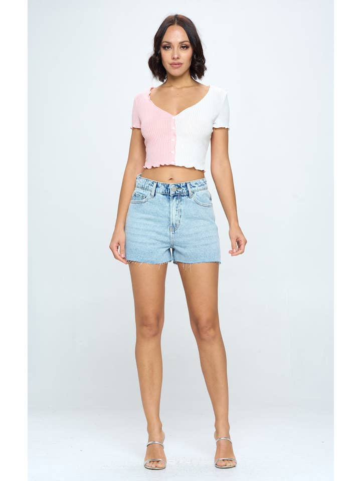 BLUE AGE - Vente Short – femme - SHORT EN JEAN TAILLE HAUTE À OURLET GRIS8