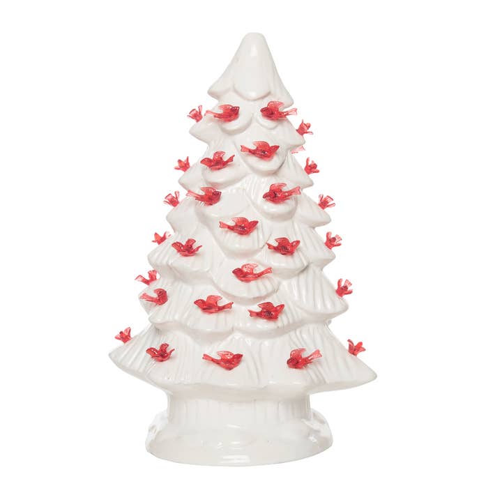 Transpac - Wholesale Christmas Decoration - Ceramic 11.8" Christmas Cardinal Tree