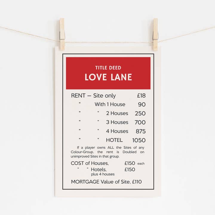 Timmy Loves – wholesale Art print – Customised Title Deed A3 Art Print3