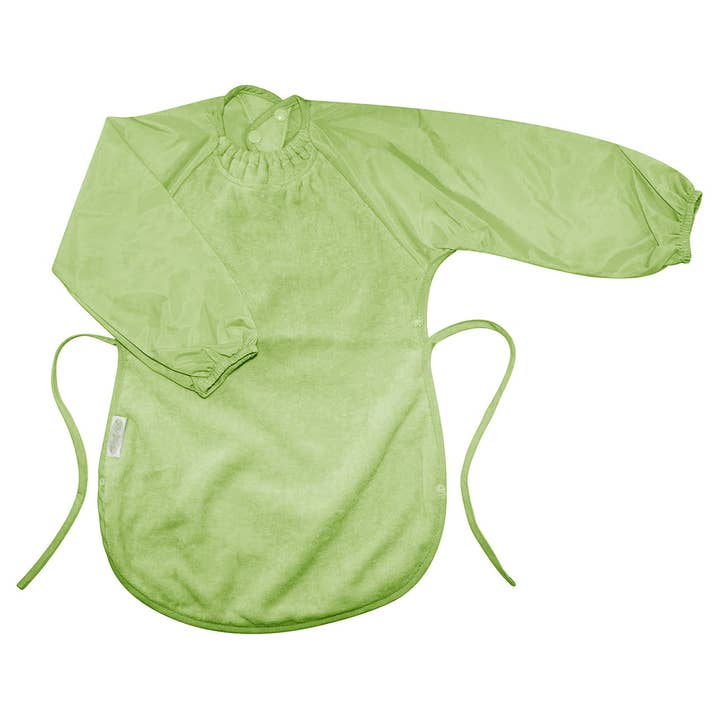 Sage towel long sleeve messy eater bib for wholesale by Silly Billyz