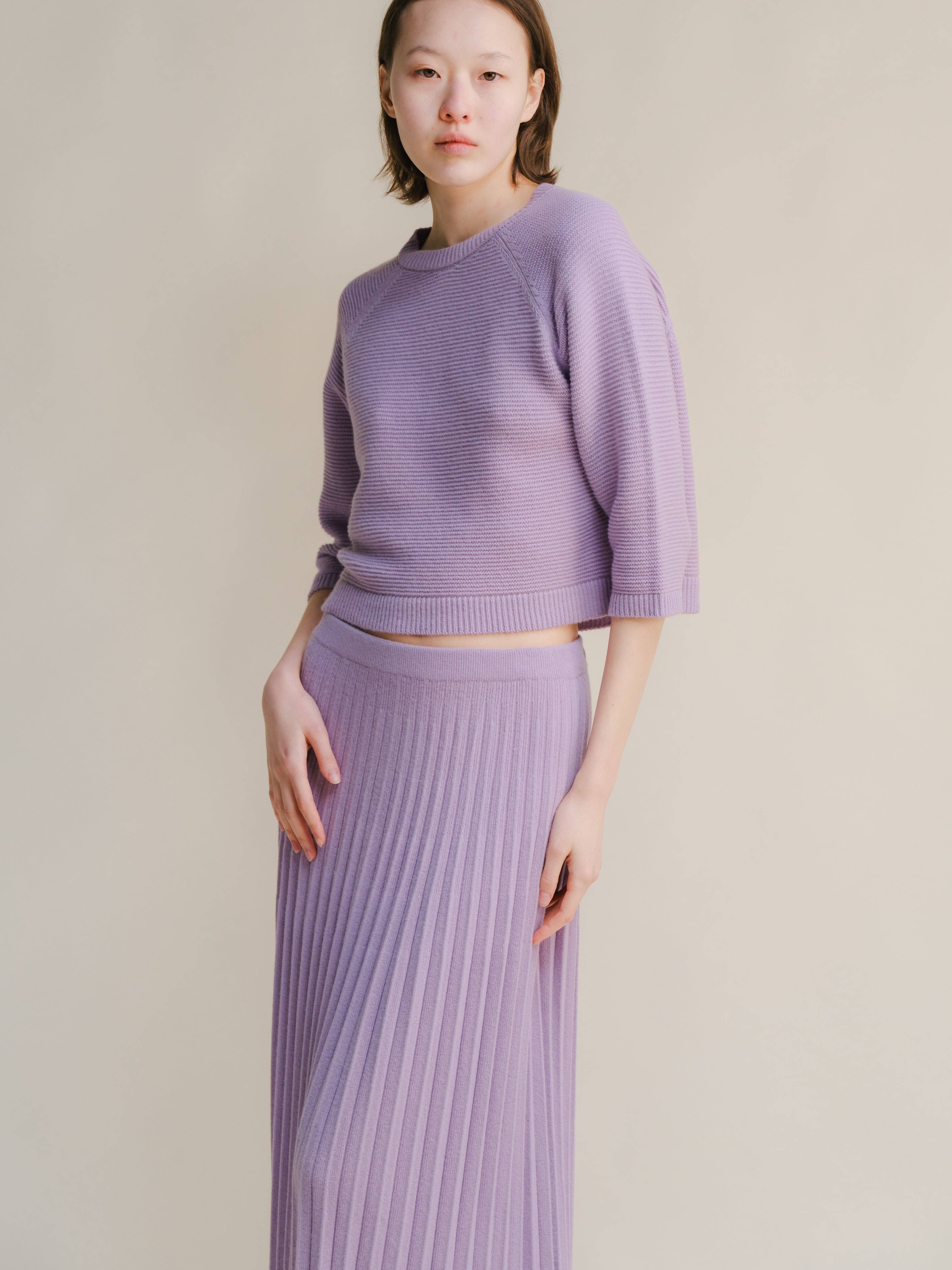 Lèmme - Wholesale Knit Sweater - Women's - Cashmere Mix Cropped 3/4 Sleeve Pullover6