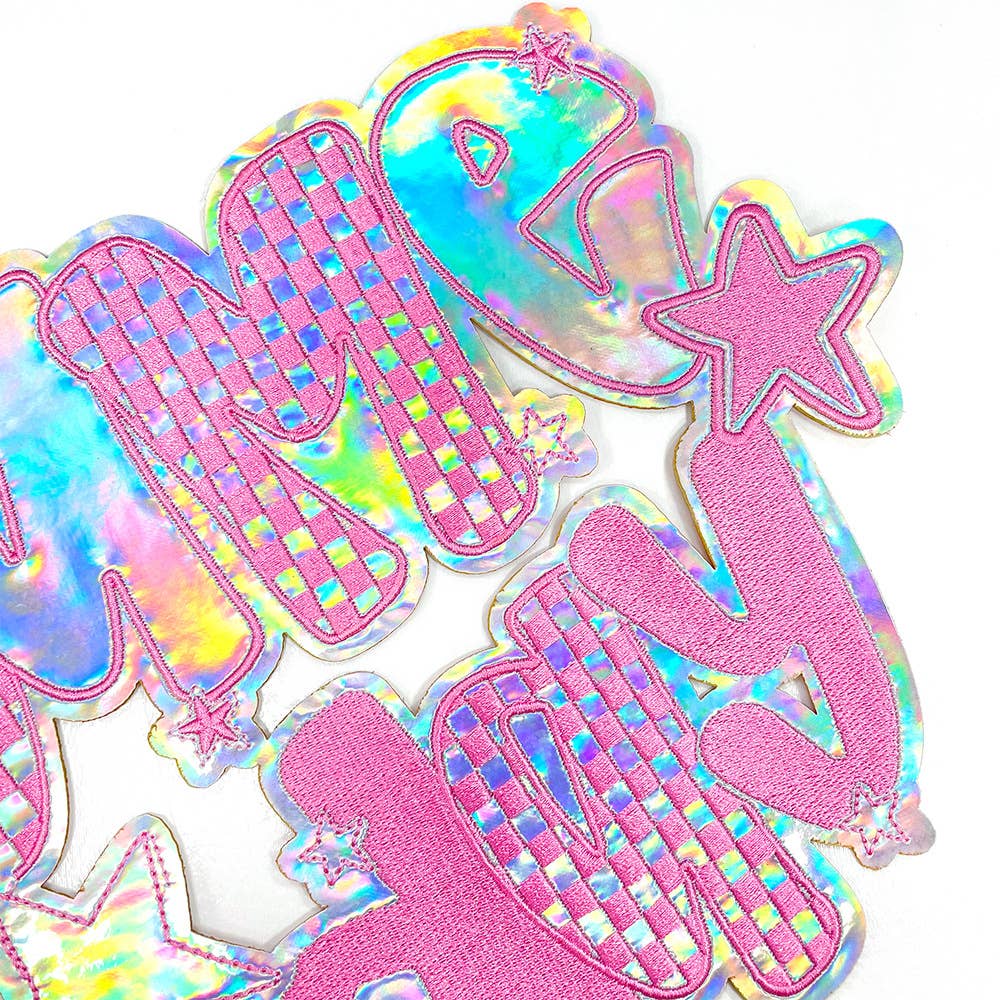 Rosie Posie Patches - Wholesale Patch - Game Day Checkered Holographic Iron On Patch1