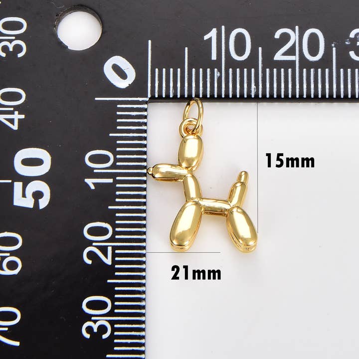 findings4uGem - Wholesale Pendant/Charm Necklace - Dainty Gold Filled Balloon Dog Figurine Pendant, CP17751