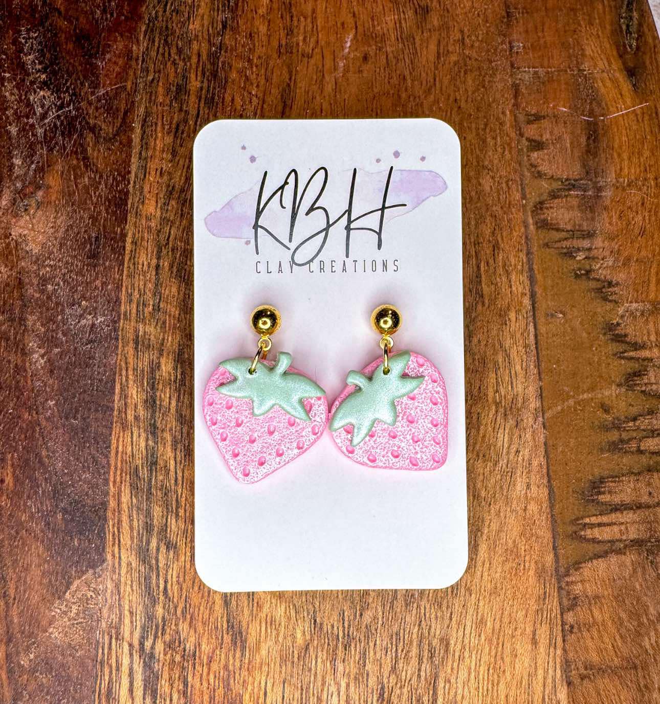 KBH CREATIONS - Wholesale Dangle Earrings - Strawberry Dangle/Stud Handmade Clay Earrings1