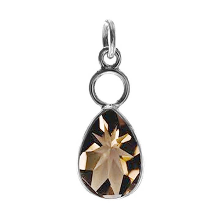 Kali Ma Designs - Sterling Silver Jewellery - Vente Breloques/médailles personnalisées - Pendentif goutte de lierre en quartz fumé0