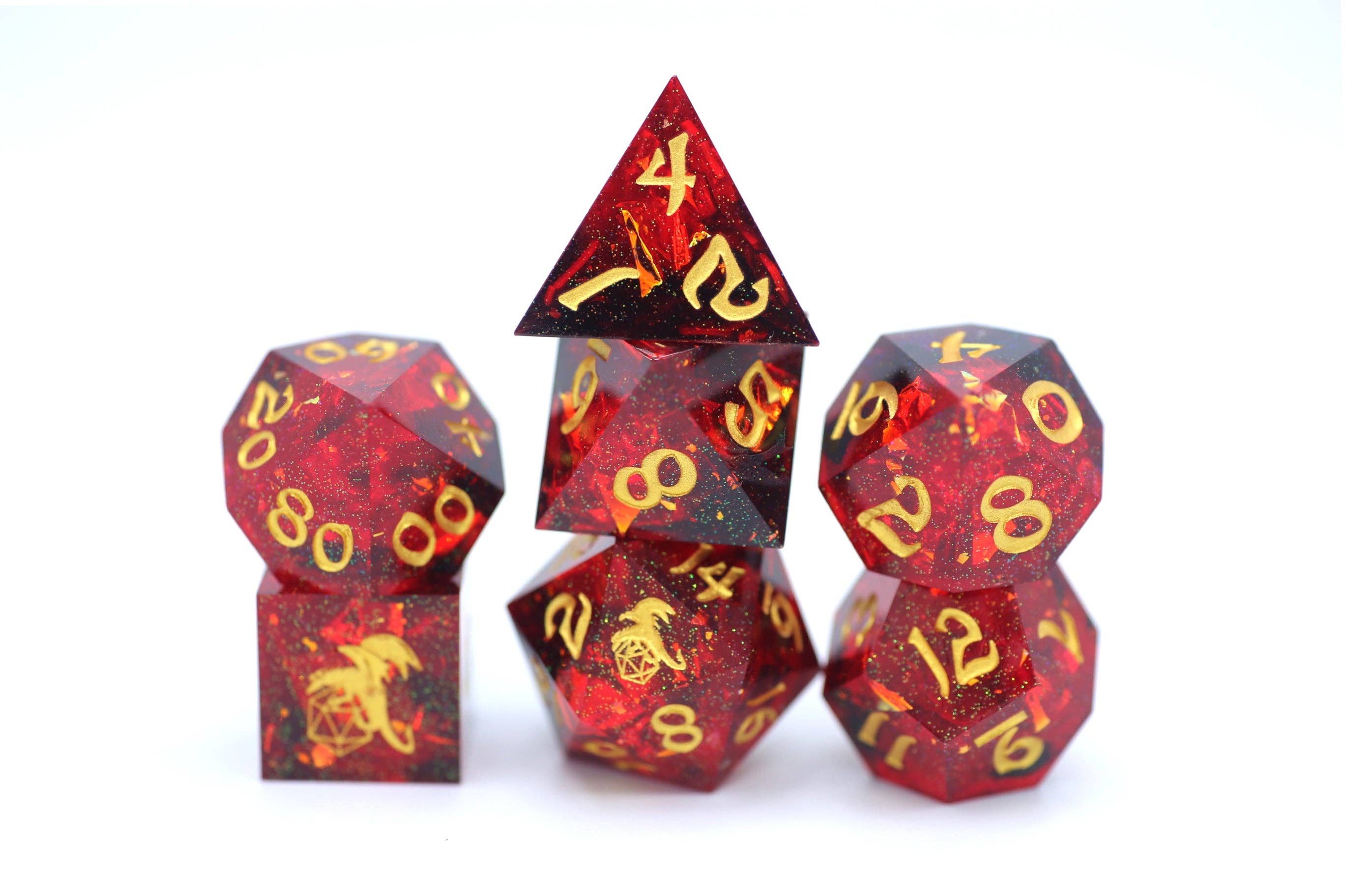 Hymgho Premium Dice - Wholesale Dice - Captured Magic Hand Sanded Sharp Edge Resin Dice - Red/Black3