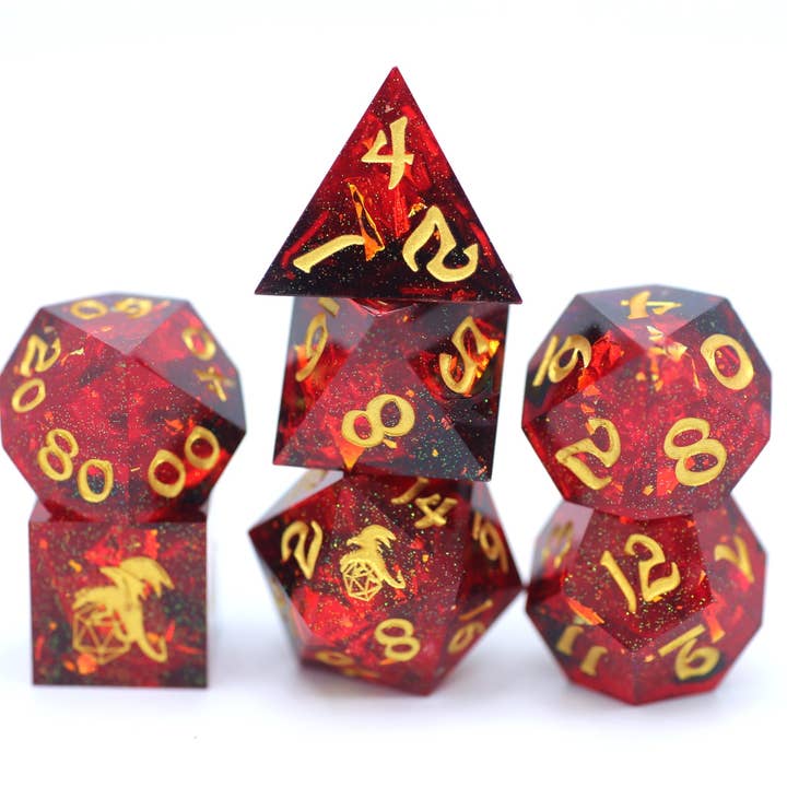 Hymgho Premium Dice - Wholesale Dice - Captured Magic Hand Sanded Sharp Edge Resin Dice - Red/Black3