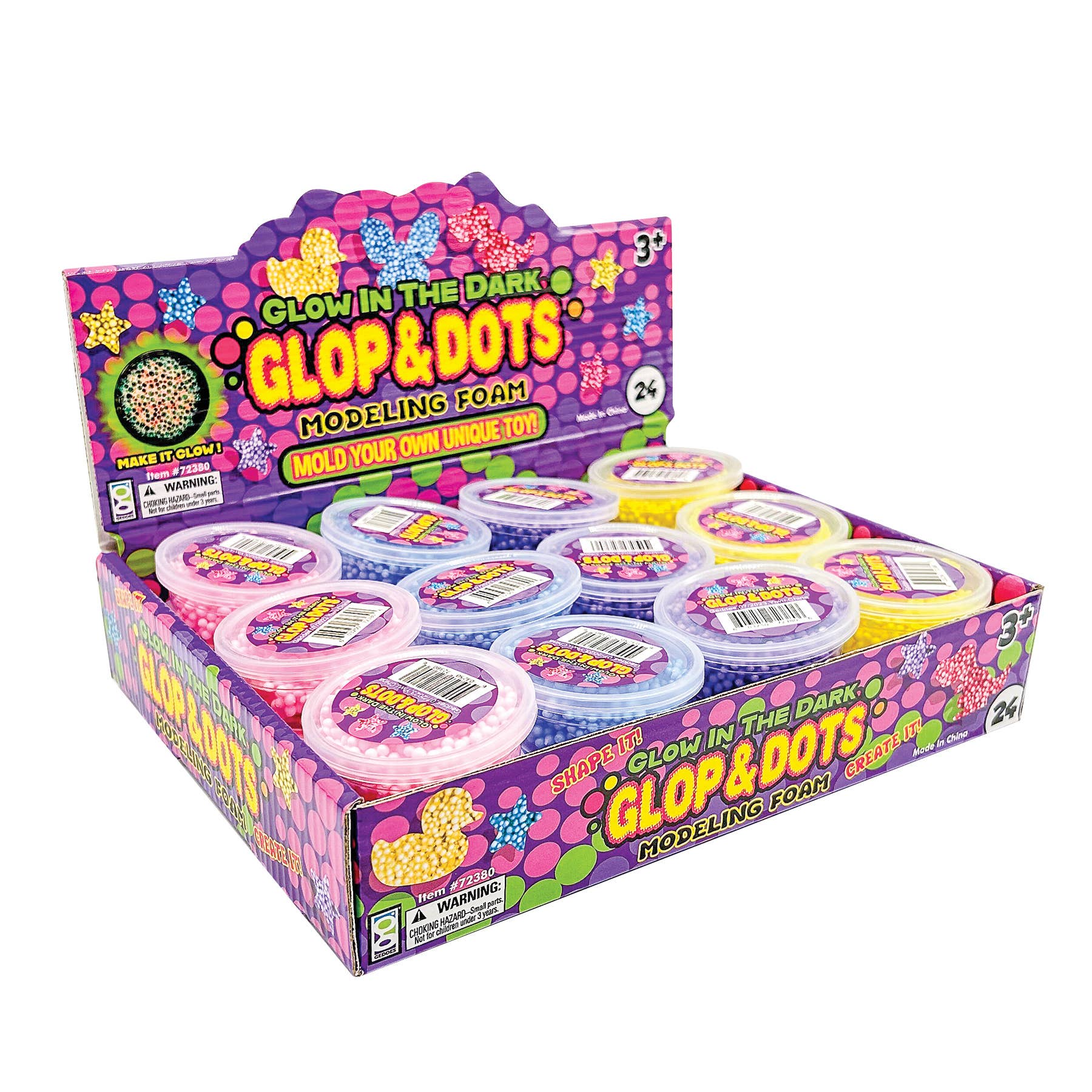 Geddes - Wholesale Putty/Slime - Kids - GLOW IN THE DARK GLOPS N DOTS MODELING FOAM  24/DSP5