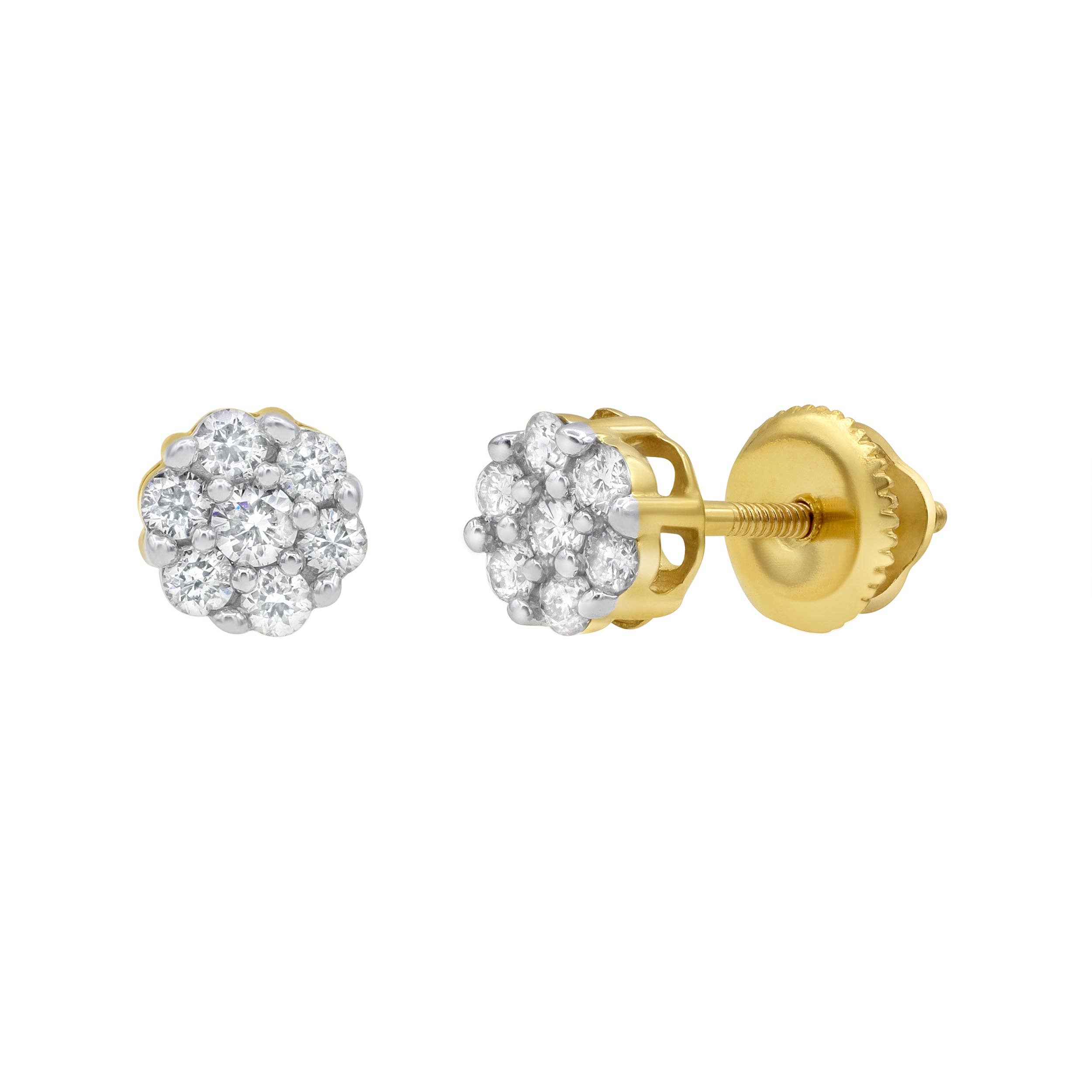 LuvMyJewelry (LMJ) - Wholesale Stud/Post Earrings - Medi Cluster Stud 14K Yellow Gold Diamond Earrings 0.34 ct. tw.0