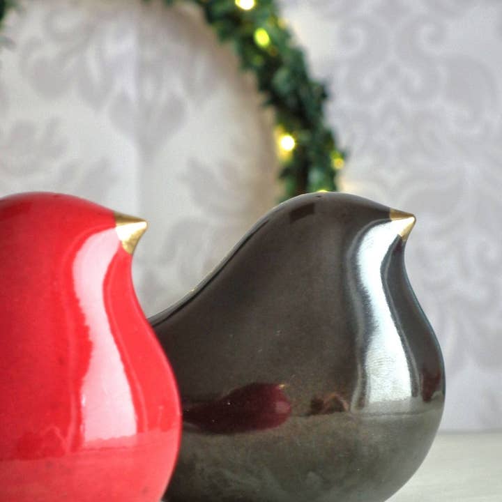 Cozy Home Ideas – wholesale Dekorativ statyett – Keramisk fågel med guld näbb3