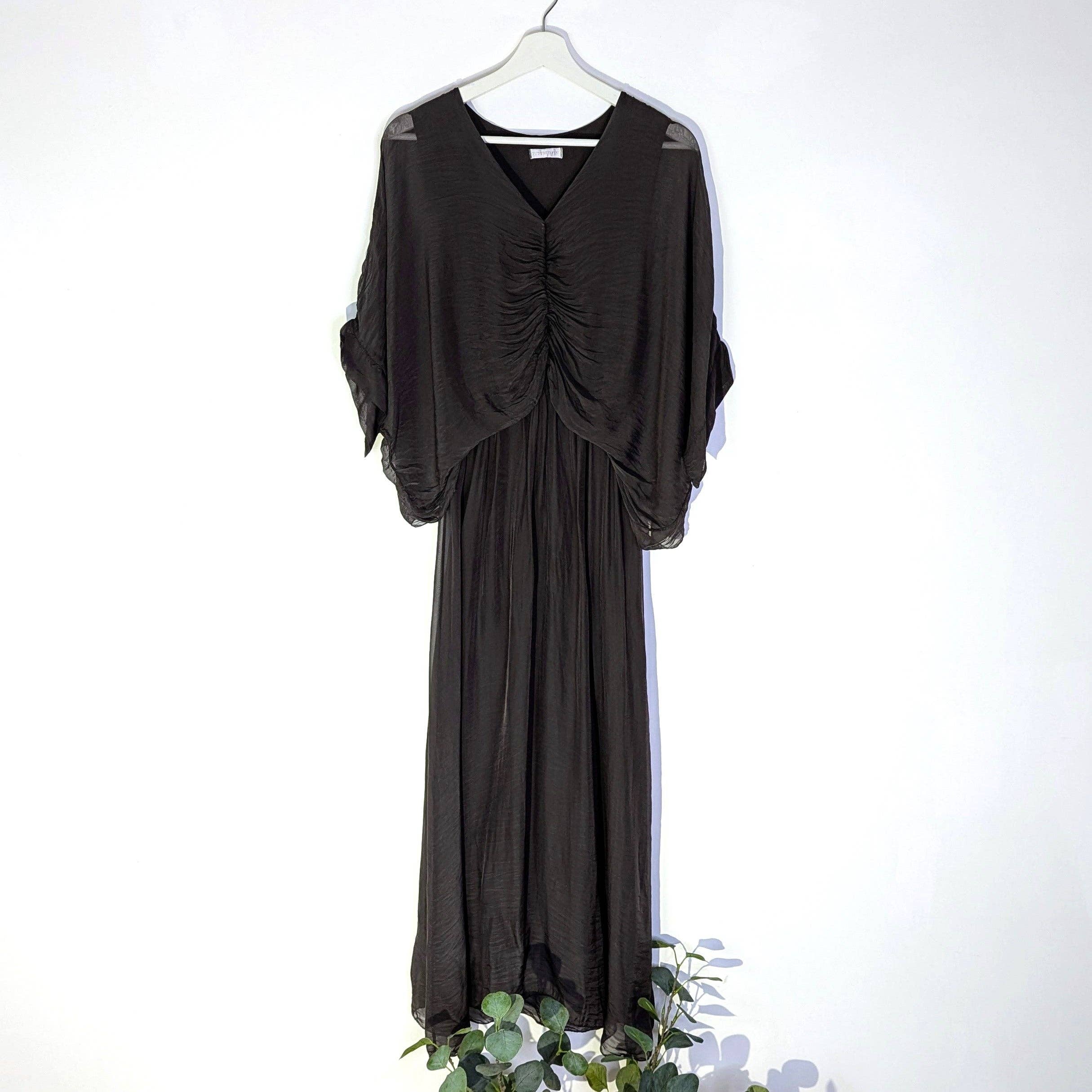 Tempest Designs – wholesale Dress – Women's – Plain silk blend dress with ruched detail on upper body1