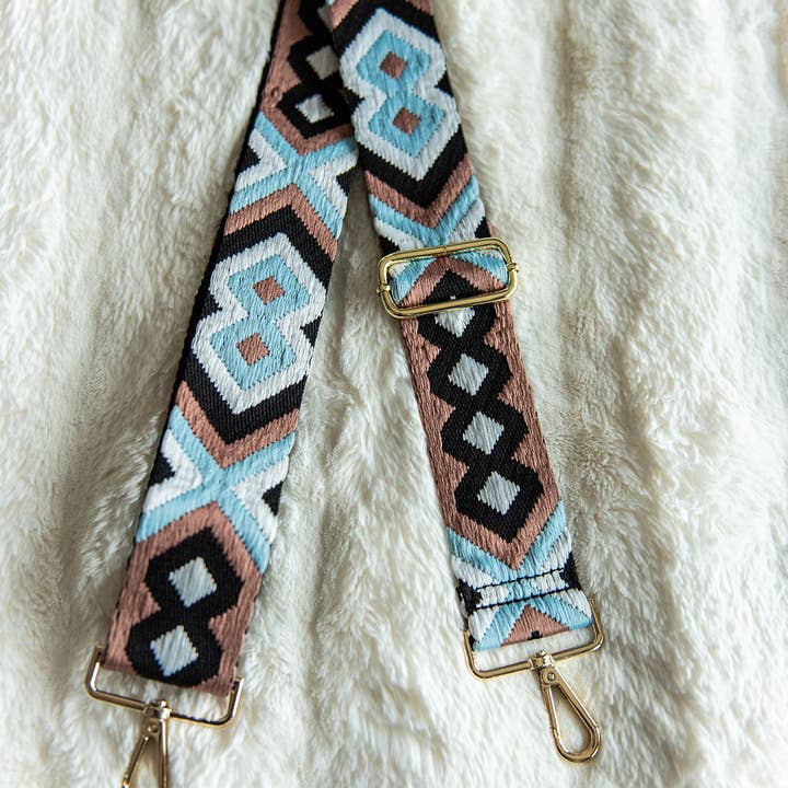 The Classy Cloth WS – wholesale Guitar strap – Unisex – Crossbody Guitar Strap - Light Blue Brown Black Geo RTS0