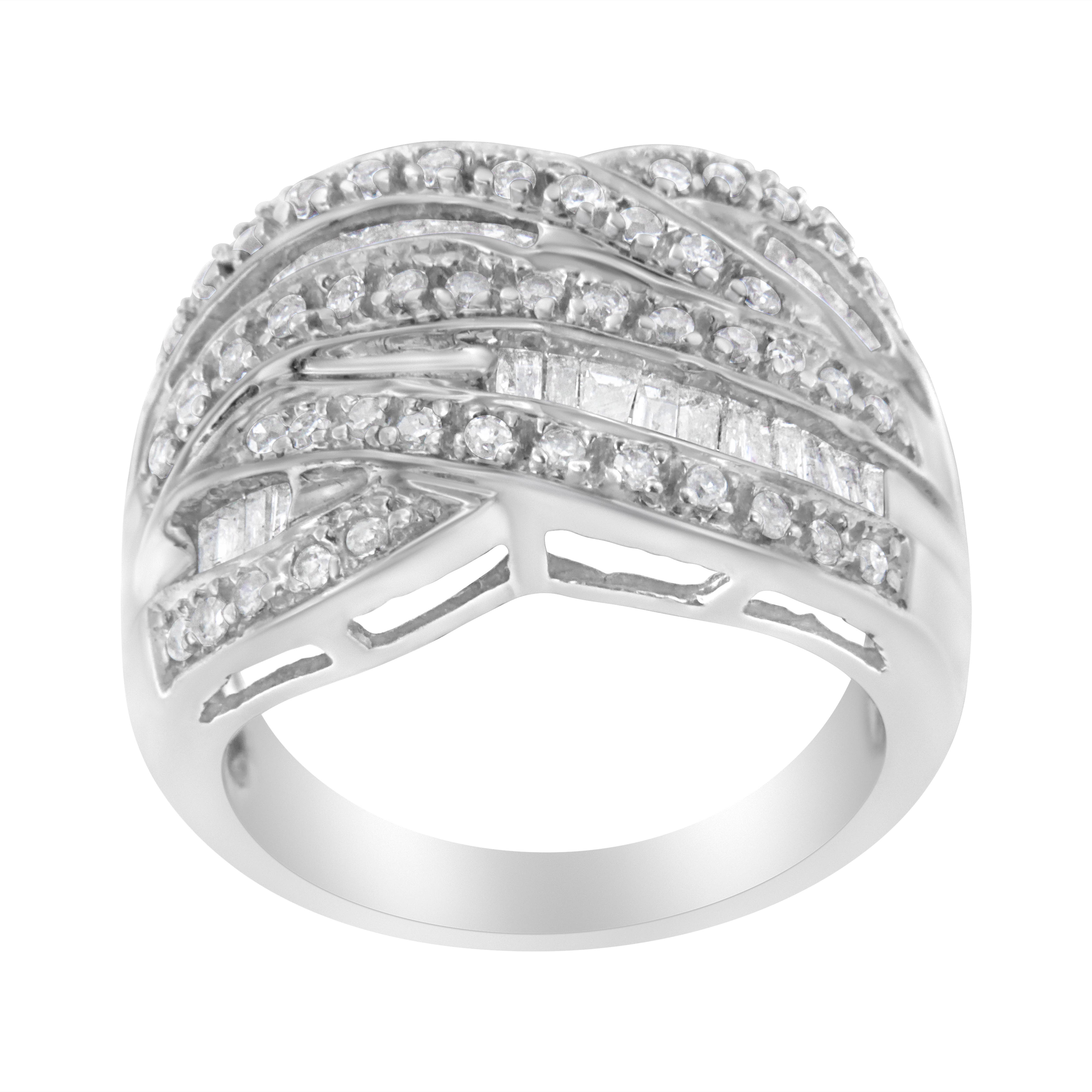 Infinite Jewels - Wholesale Ring met meerdere stenen - Sterling zilveren 1.0 Cttw Diamond Cross-over bypass-ringband2