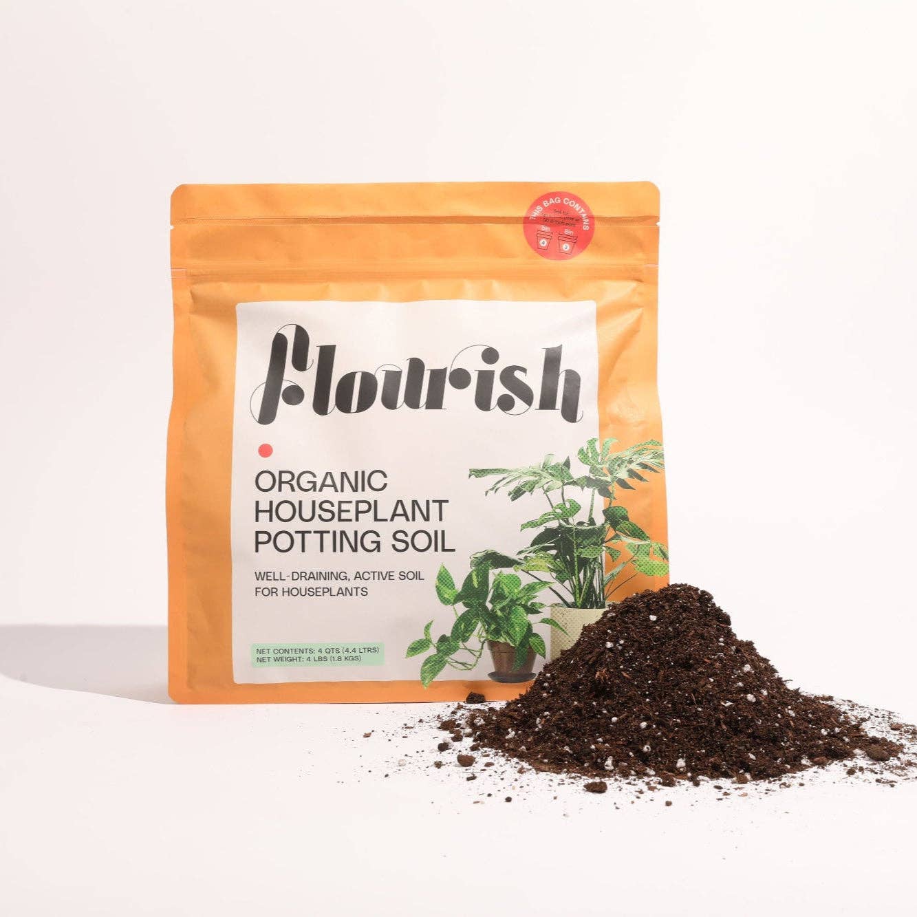 Flourish Plant - Wholesale Planting/Potting Soil - Organic Houseplant Potting Soil Resealable Bag (4 qt)