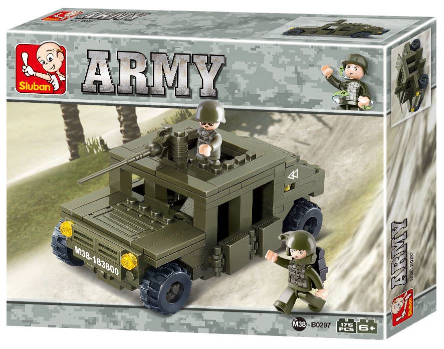 Texas Toy Distribution - Wholesale Building Set - Kids - Land Forces Military Jeep Building Brick Kit (175 Pcs)