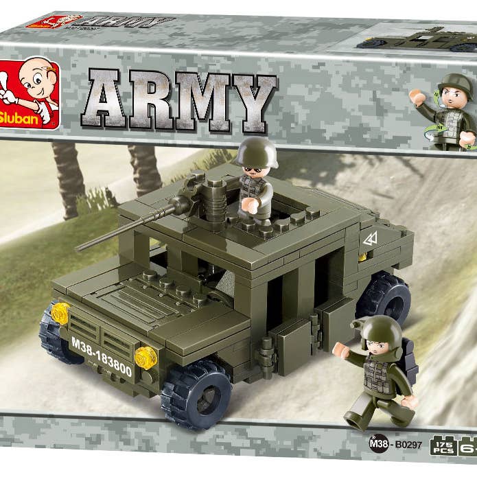 Texas Toy Distribution - Wholesale Building Set - Kids - Land Forces Military Jeep Building Brick Kit (175 Pcs)0