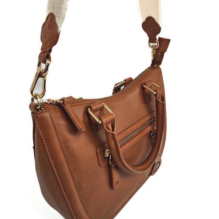 SADDLER – Großhandel Henkeltasche – Damen – SADDLER "Chloe" Echtleder-Handtasche mit zwei Griffen und Umhängegurt - Handgefertigt, mit Erinnerungsbeutel12