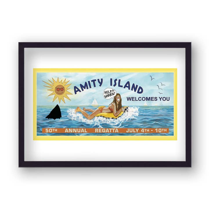 Jaws Heruitgevonden Filmposter Nieuw 9 Amity Island Billboard voor wholesale door Gallery Print and Art
