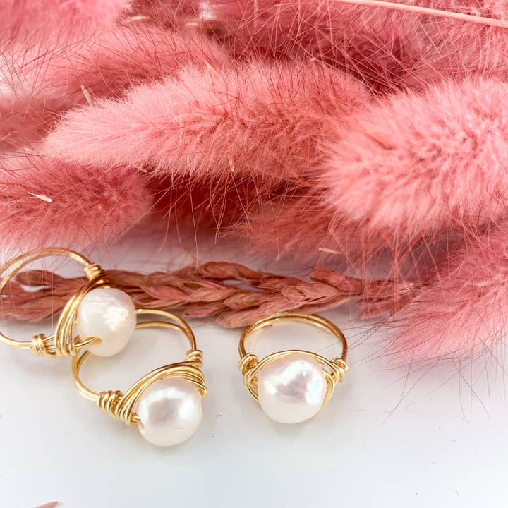 Elise Marie DeSigns - Wholesale Cocktail/Statement Ring - Pearl Wire Wrapped Ring | Freshwater Jewelry | Cultured4