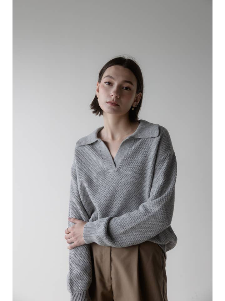 MOD REF - Wholesale Knit Sweater - Women's - The Archie Sweater | Polo Collared Knit Sweater17