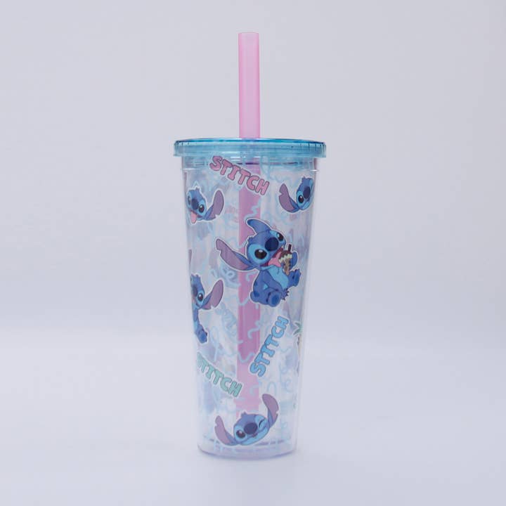 Silver Buffalo - Wholesale Drinking Glass/Cup - Lilo and Stitch Pastel Snack Toss 24Oz Plastic Boba Tumbler3