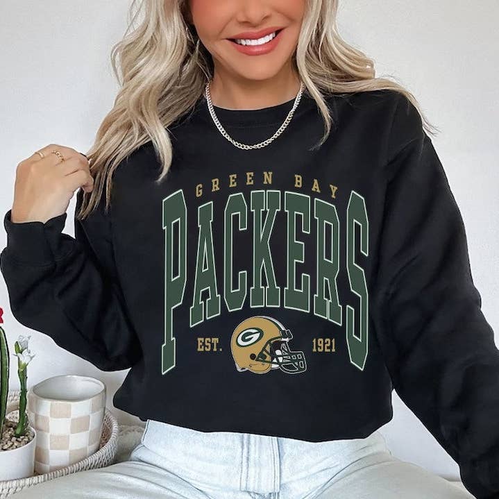 TheKingShirt - Wholesale Graphic Sweatshirt - Women's - Vintage Green Bay Football Sweatshirt - Retro Unisex T for P0