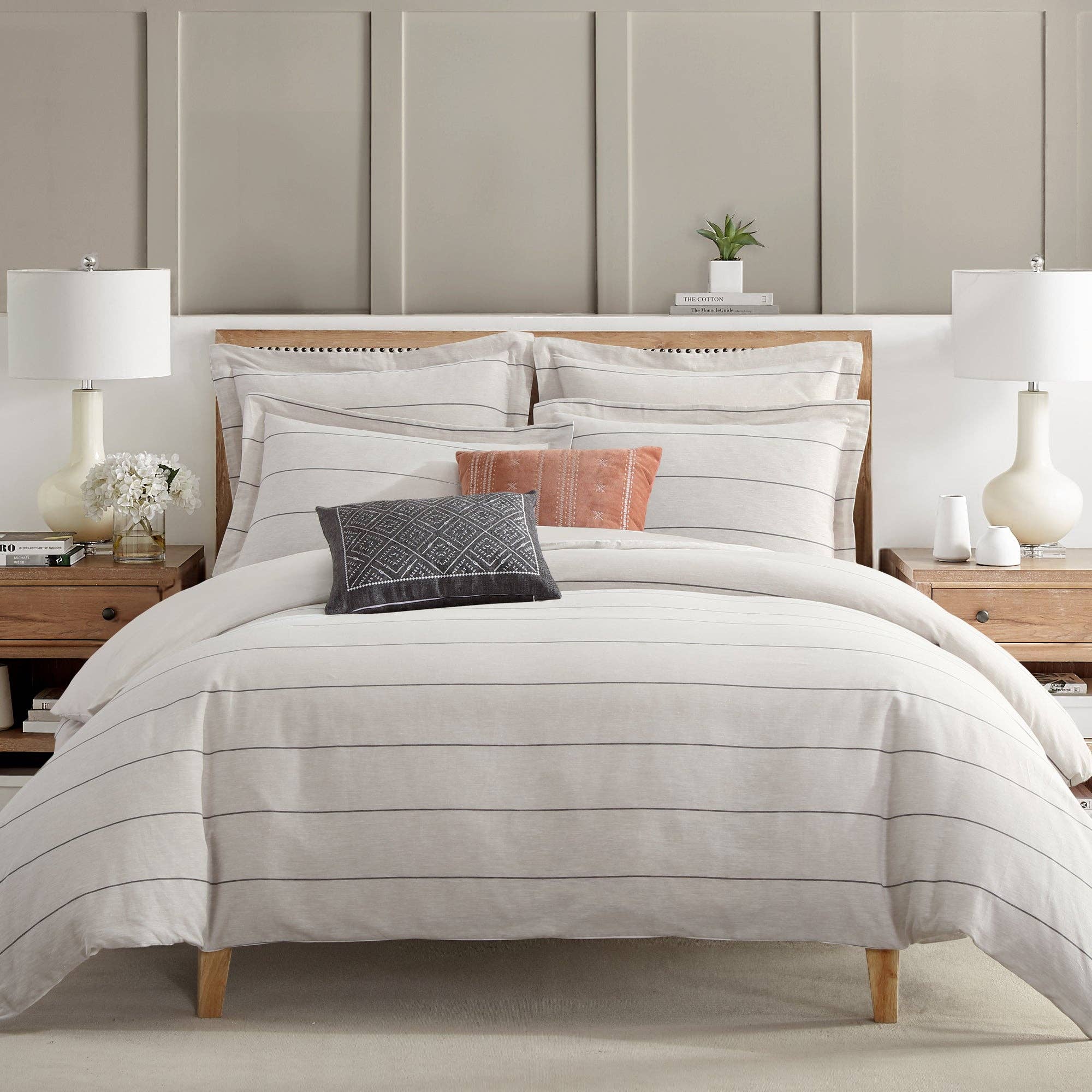 Levtex Home - Vendita all'ingrosso Federe/copricuscino - Set di 2 copricuscini Leo Stripe Black Euro3