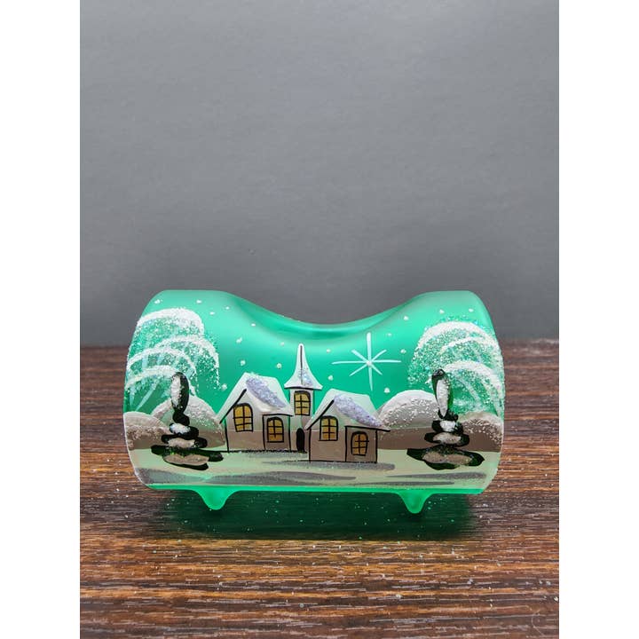 Glass by Iness - Wholesale Candle Holder - White Church In Winter Wonderland Collection - Candle Holder18